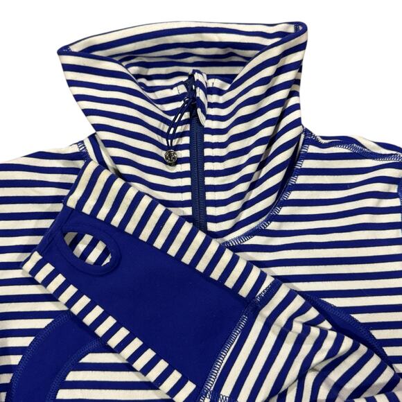 Lululemon In Stride Jacket Women's 4 Blue White Narrow Stripe Zip Up Athleisure - Picture 5 of 8